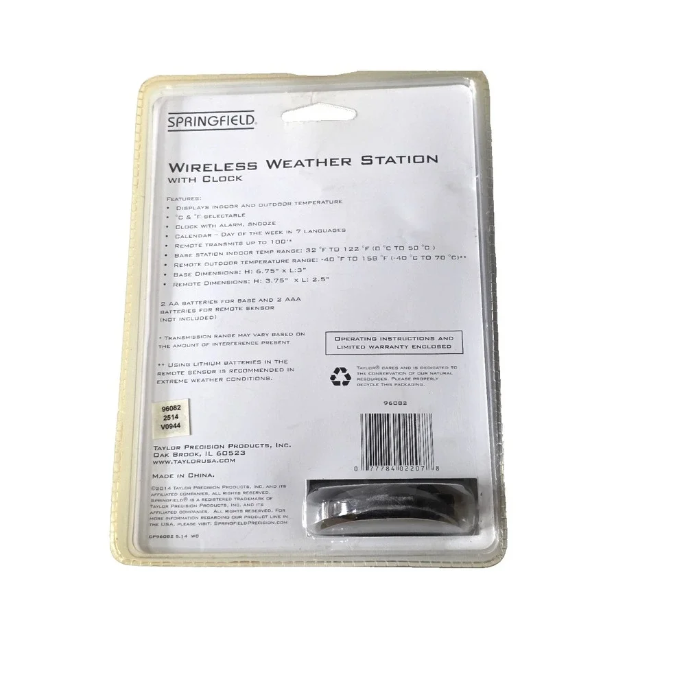 Wirelss Weather Station Digital Alarm Clock w/ Remote‎ Sensor.Battery Operated.